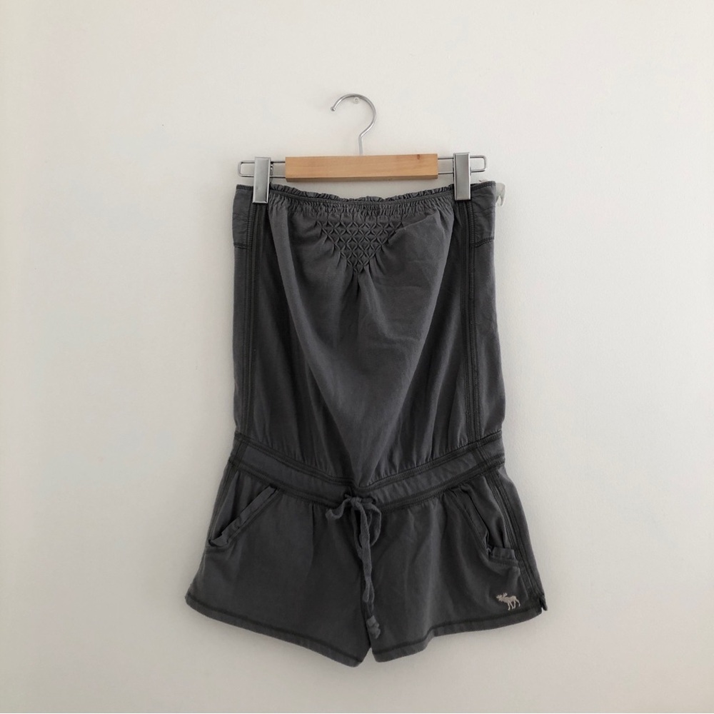 Women’s Gray Elastic Waist Shorts Romper